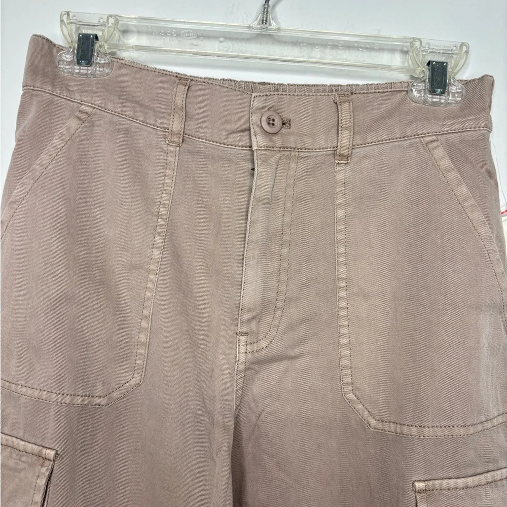 M1 New Lucky Brand Twill Cargo Pants Khaki High Rise Wide Leg Cotton‎ Soft XS